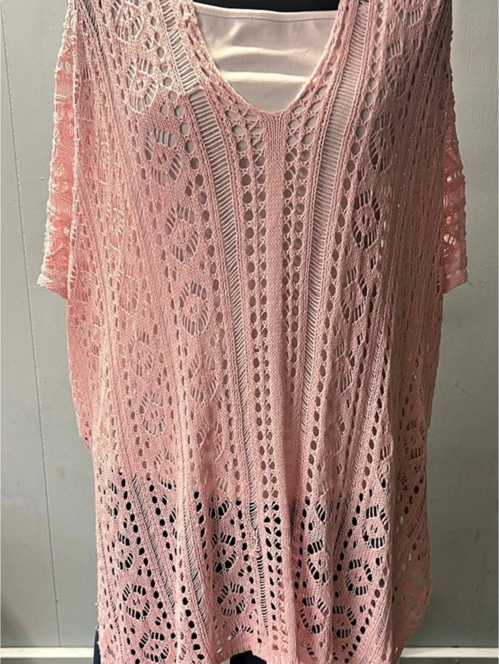 Pink Crochet Tunic Like New